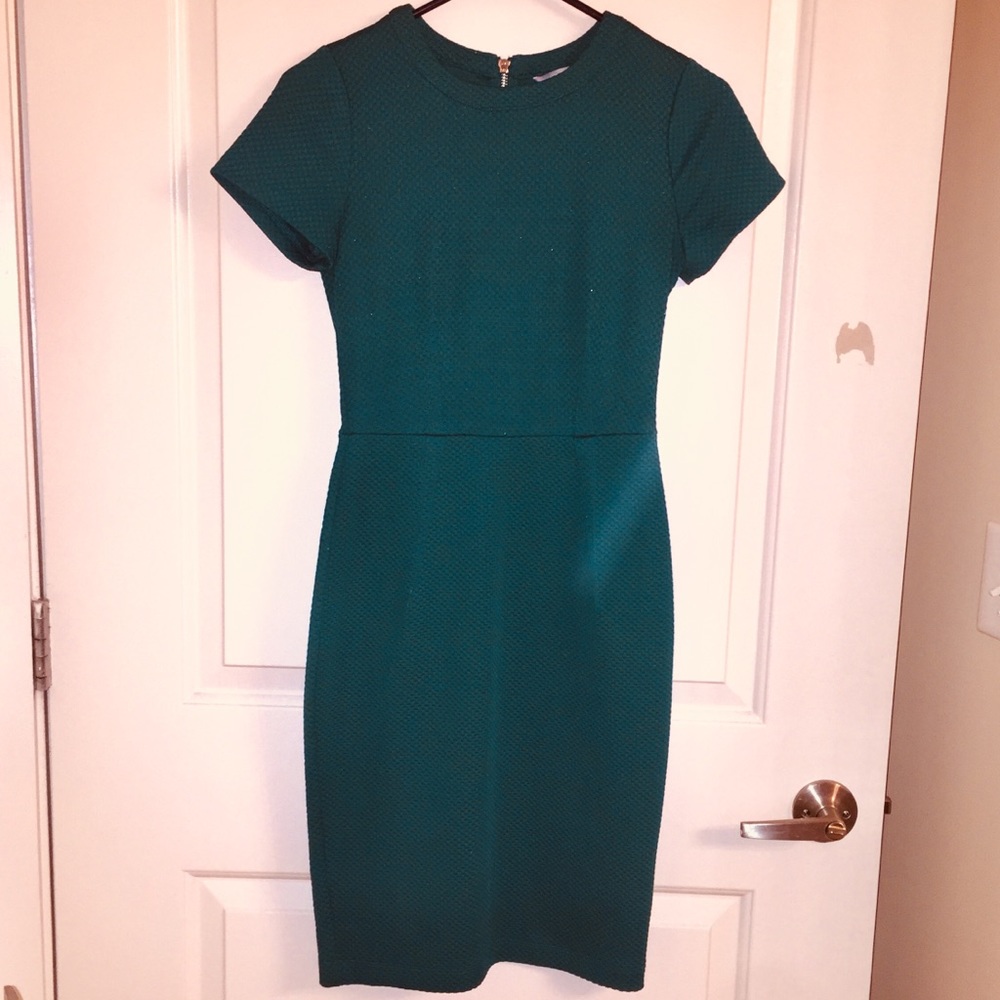 Teal Textured Midi Dress